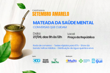 Mateada da Saúde Mental será realizada na Praça da República