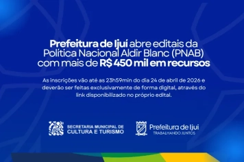 Prefeitura de Ijuí abre editais da Política Nacional Aldir Blanc (PNAB) com mais de R$ 450 mil em recursos
