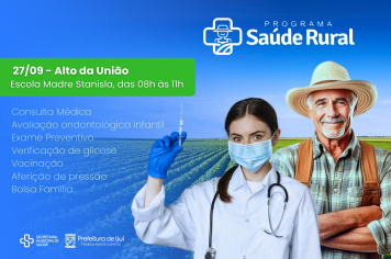 Saúde Rural acontece no Alto da União no próximo sábado