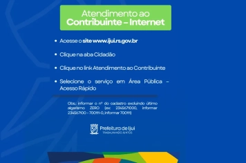 A partir de hoje, dia 16 de março, todo o cidadão ijuiense poderá acessar as guias do IPTU 2026 pela internet.