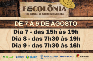 Fecolônia será realizada de 7 a 9 de agosto