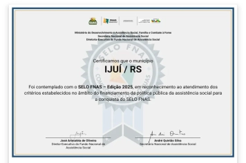 Ijuí recebe mais um reconhecimento, dessa vez, no Desenvolvimento Social