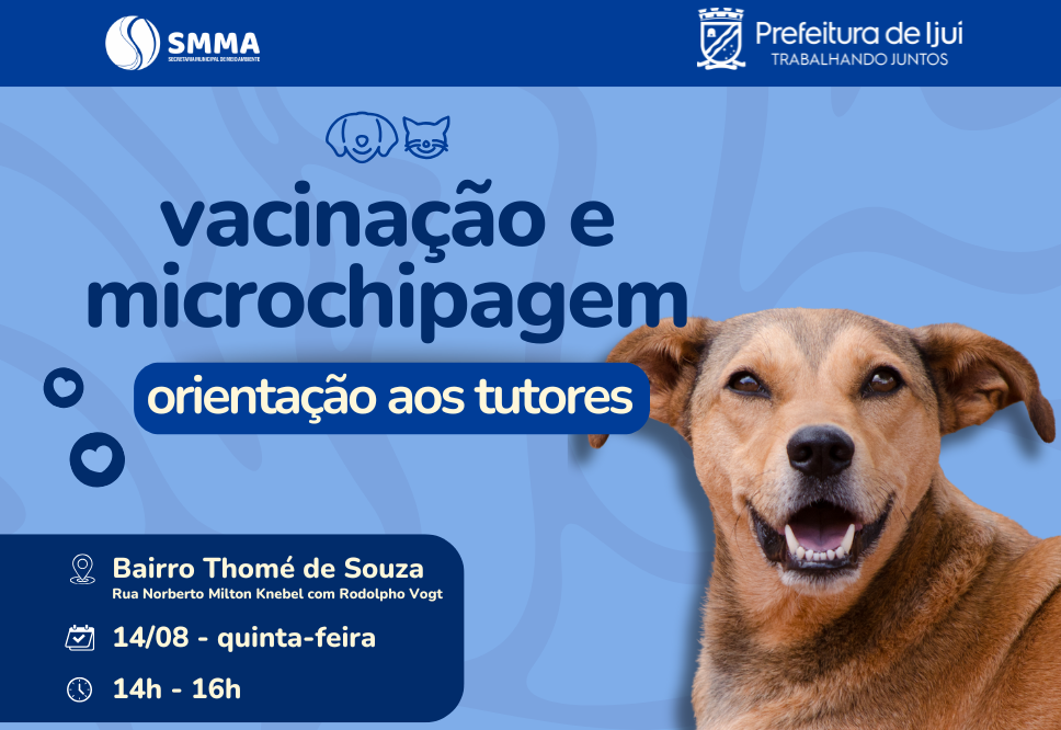 Mutirão de Vacinação, Microchipagem de animais irá acontecer no bairro Tomé de Souza