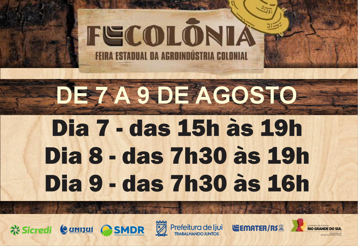 Fecolônia será realizada de 7 a 9 de agosto