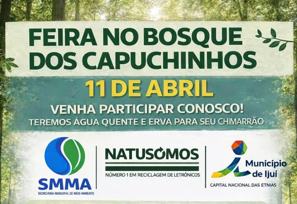 Ijuí promove Feira no Bosque dos Capuchinhos neste sábado com foco em sustentabilidade e adoção animal