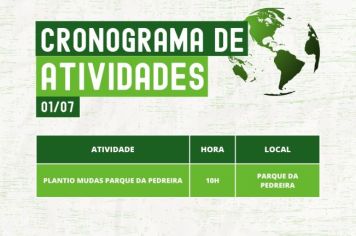 Atividade no Parque da Pedreira está marcada para o dia 1º