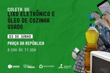Sábado terá coleta de lixo eletrônico e óleo de cozinha na Praça