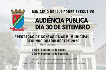 Executivo promove audiência pública dia 30 de setembro