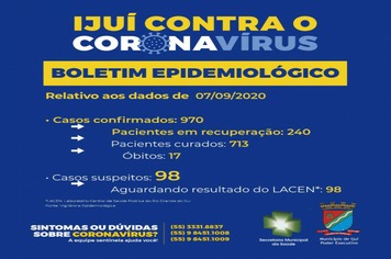 SMS comunica boletim epidemiológico da Covid-19 em Ijuí