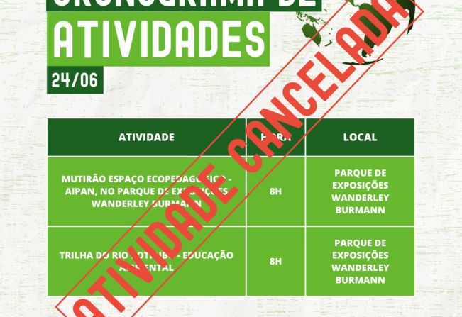 Em função da chuva, atividade foi cancelada
