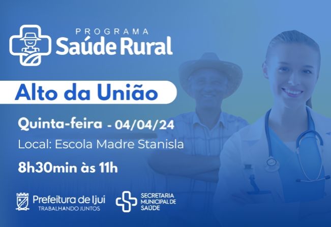Programa Saúde Rural terá ação no dia 4 de abril