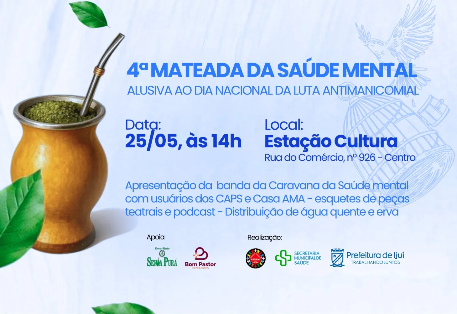 4ª Mateada da Saúde Mental será realizada segunda-feira
